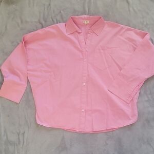 POL Pink Oversize Boxy Fit Cotton Button Down Shirt 100% Cotton Size M NWOT